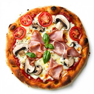 Margherita, prosciutto cotto e funghi