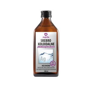 Srebro koloidalne Ag niejonowe płaskocząsteczkowe 50 ppm 500 ml - MyVita