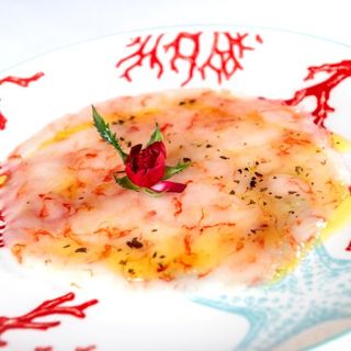 Carpaccio De Gambas Con Algas