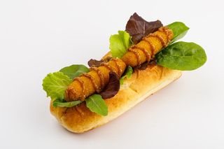 Hot dog lowen vegetarian con patatine fritte