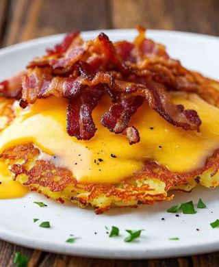 Placek ziemniaczany 1 szt. z bekonem i serem, zupa