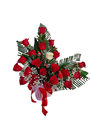 Aranjament modern cu 21 de Trandafiri