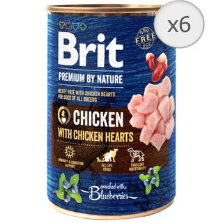Hrana umeda caini Brit Premium, Chicken With Hearts, 6 x 400g