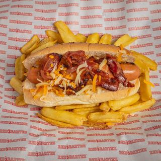 Bacon Cheese Dog + Patatas