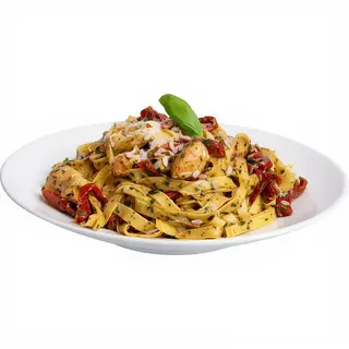 Tagliatelle z suszonymi pomidorami i pesto