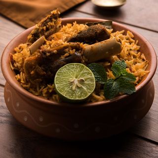 Mutton Biryani served with gravy