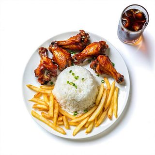 Menú Arroz Con Alitas De Pollo (5 Uds.)