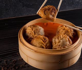 Жареные манты с мясом и тыквой (3 шт.)