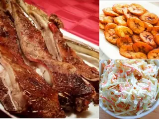 Grilled beef ribs medium, plantain and coleslaw 