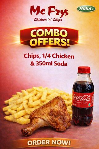 Quarter Chicken Leg/breast + Chips + 350ml Soda