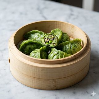 Dim sum edamame tartufo sfoglia con spinaci