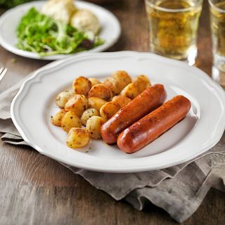 Wurstel alla griglia con patate al forno