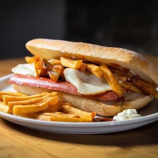 Panino con würstel e contorno