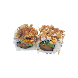 Uramaki Atún, Aguacate, Cebolla Frita