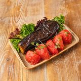 შემწვარი ბადრიჯანი პომიდვრით