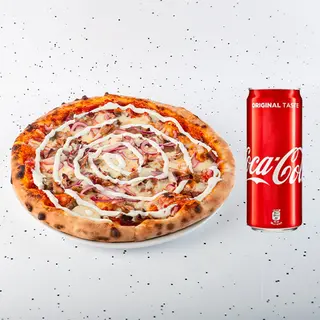 Kebab pizza + Coca-Cola 0,33l