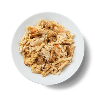 Penne com Frango, Cogumelos e Natas