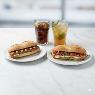 Combo bocadillo dulce + bocadillo salado + dos bebidas