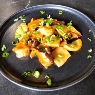 1150. Gambas Con Bambú Y Setas