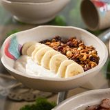 Homemade yogurt with granola and fruit