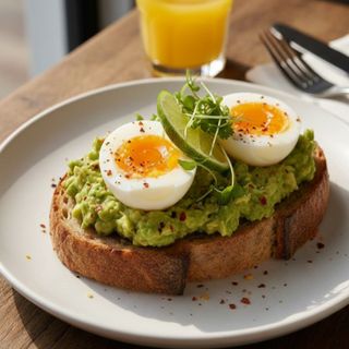 Tostada de aguacate con huevo cocido