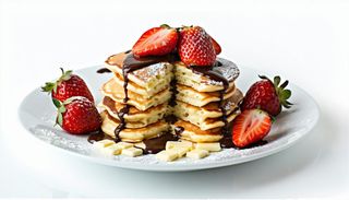 Pancake con cioccolata bianca, Nutella e fragole