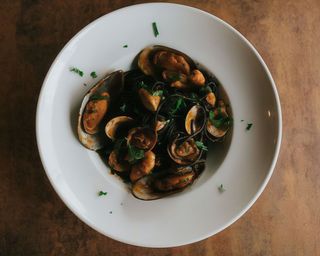 Spaghetti Nero Com Gamberi