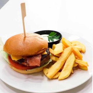 Hamburguesa bacon cheese burger grill