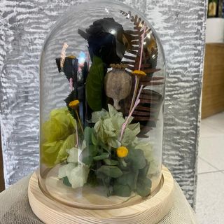 Cúpula de cristal con rosa negra eterna