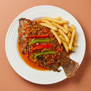Fish Tilapia wet fry/ deep fried With Fries