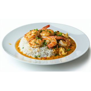 Curry-Thai de rape y gambas con arroz basmati