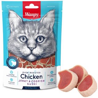 Wanpy СУШІ КУРКА З ТРІСКОЮ для котів 80г