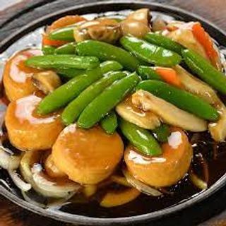 Fried Assorted Vegetable Served On A Hot Sizzling Plate, 海 铁板 蔬菜