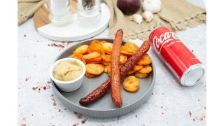 Grilled sausages,Coca Cola