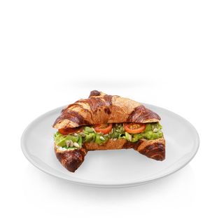 Croissant z puree z awokado z chili z pomidorkami cherry, twarożkiem i miksem sałat 170 g