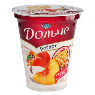 Йогурт «Дольче» з наповнювачем персик-маракуя 3,2% (280г)