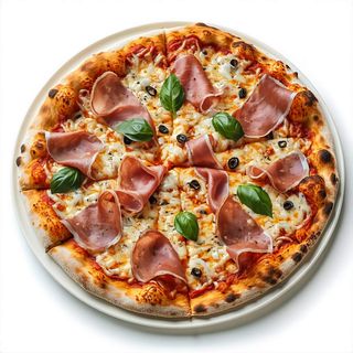 8. Pizza de queso, jamón York, atún y piña