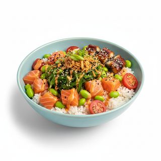Tartar de salmón poke bowl