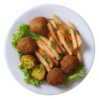 Falafel El Bandeja Con Patatas Deluxe (Ración)