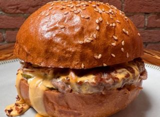 Burger with Crispy Onions