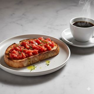 Desayuno tostada con tomate + café