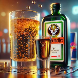 Jäegermeister and redbull- jager bomb