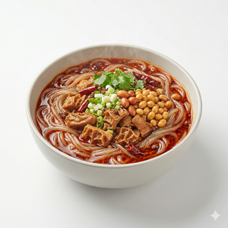 Sopa de fideos de patata picante con intestino de cerdo (大肠酸辣粉)