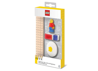 Set LEGO cu o minifigurina, 4 creioane, 1 topper, 1 ascutitoare, - 52053