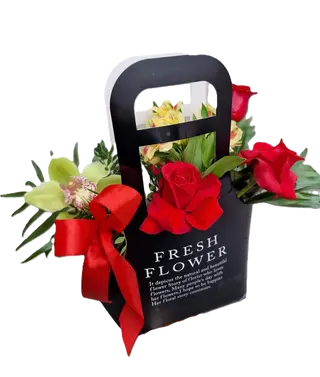 Floral simphony in geanta decorativa neagra