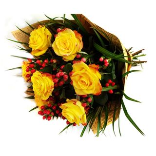 Buchet cu flori galbene și roșii