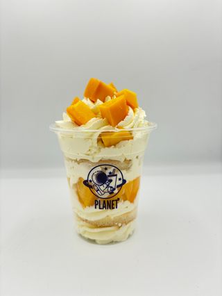 Tarta de mango en vaso