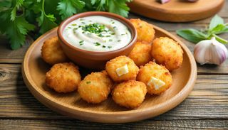 Сиренца пане с чеснов сос