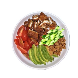 Poke de frango panado com teriyaki