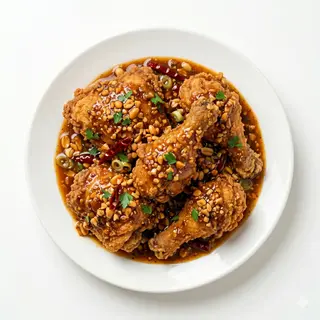 Pollo Frito Con Cacahuate Picado